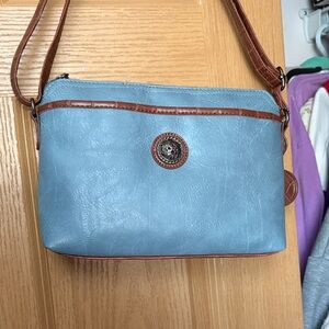 Blue and Brown Women's crossbody Bag